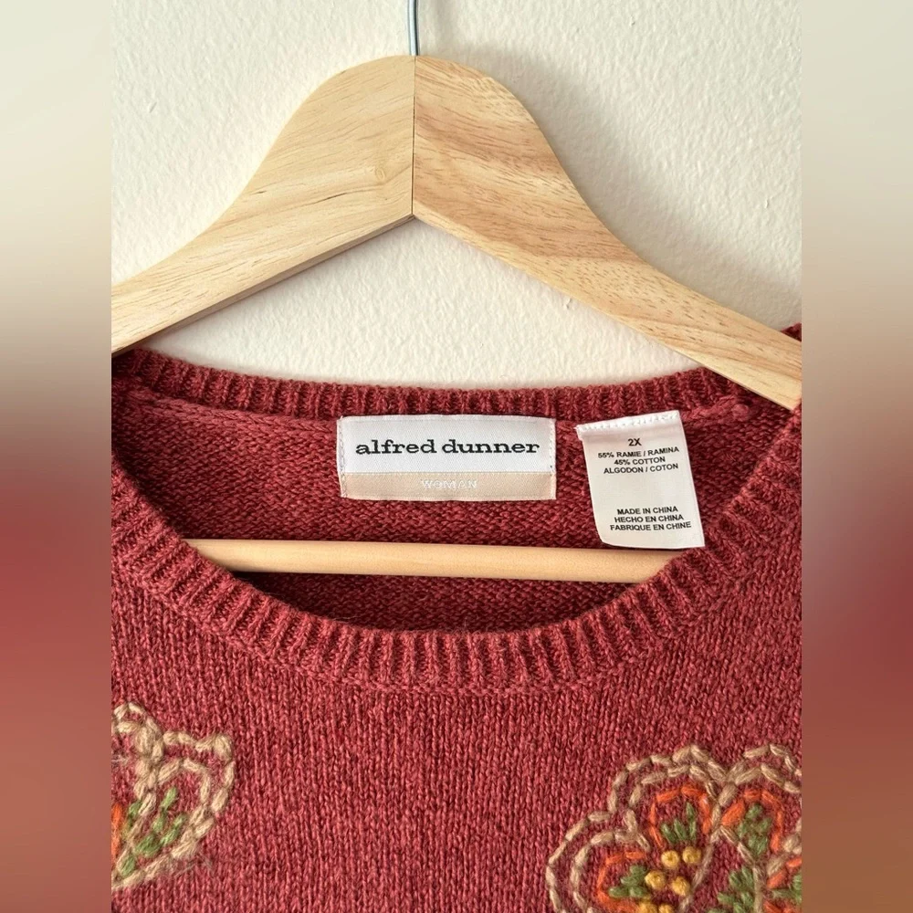 Vintage Alfred Dunner Fall Floral Embroidered Sweater - Picture 5 of 7